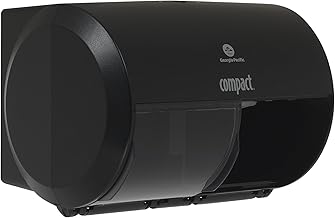 Compact 2-Roll Side-by-Side Coreless High-Capacity Toilet Paper Dispenser by GP PRO (Georgia-Pacific); Black; 56784A; 1 Dispenser